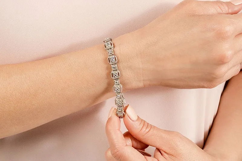 Vintage Quad Square Diamond Bracelet with 2.04 ct.(finished) 1.7mm, 2.2mm