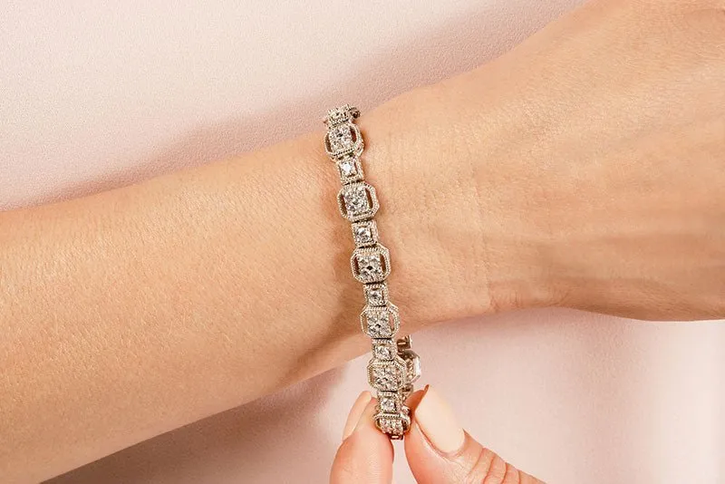Vintage Quad Square Diamond Bracelet with 2.04 ct.(finished) 1.7mm, 2.2mm