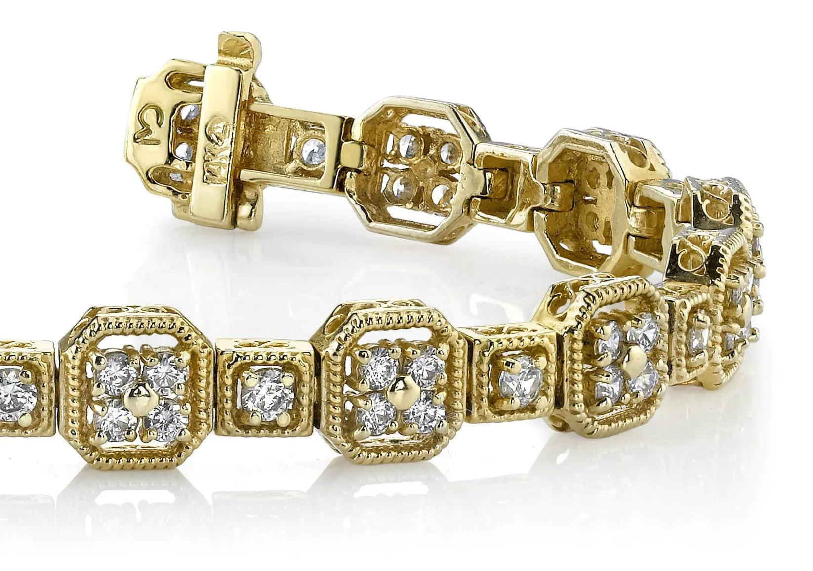 Vintage Quad Square Diamond Bracelet with 2.04 ct.(finished) 1.7mm, 2.2mm
