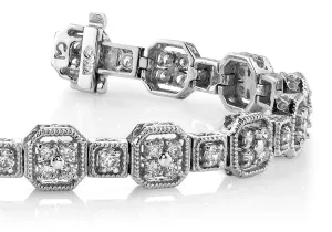 Vintage Quad Square Diamond Bracelet with 2.04 ct.(finished) 1.7mm, 2.2mm