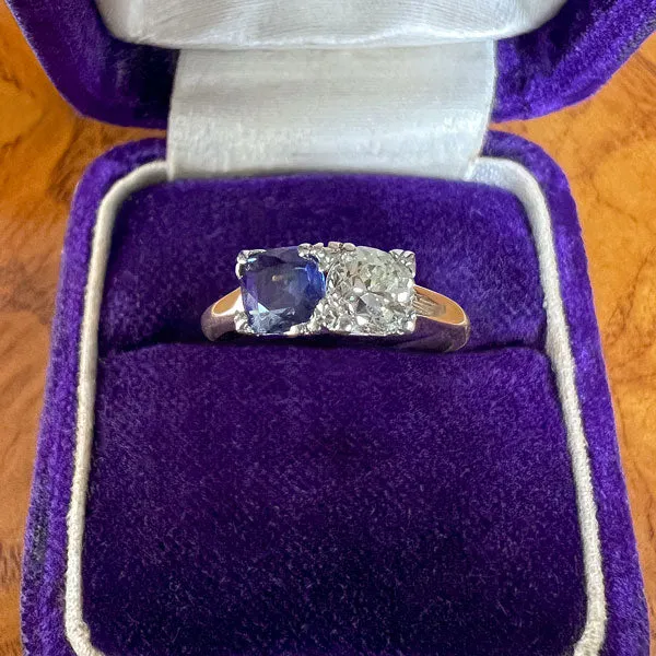 Vintage Sapphire & Diamond Toi et Moi Ring