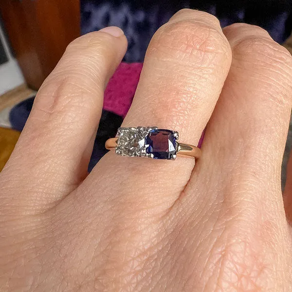 Vintage Sapphire & Diamond Toi et Moi Ring