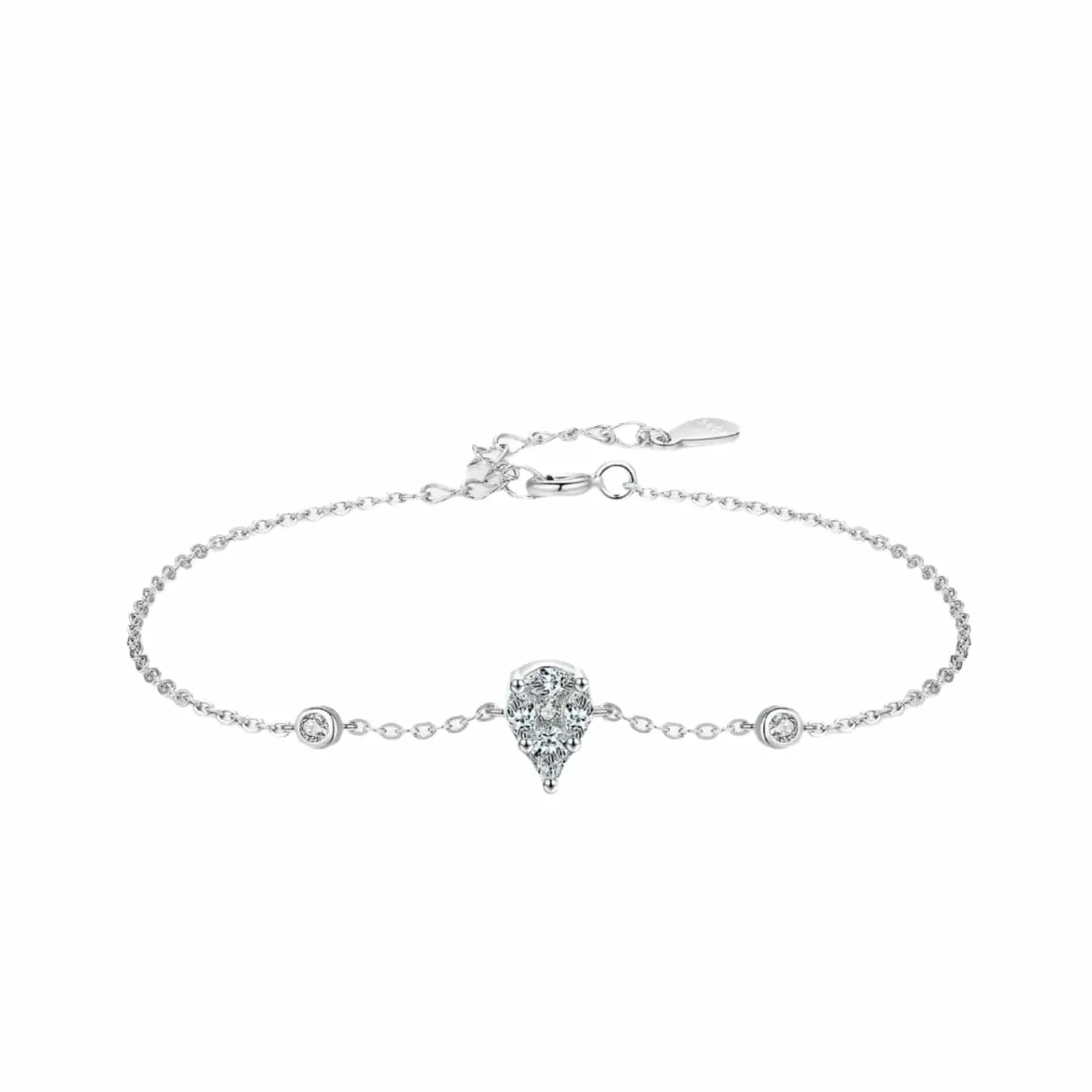 Water Drop CZ Platinum Bracelet in 925 Silver