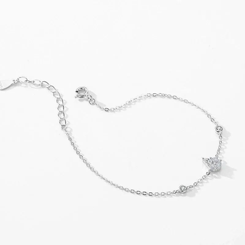 Water Drop CZ Platinum Bracelet in 925 Silver