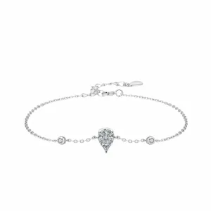 Water Drop CZ Platinum Bracelet in 925 Silver