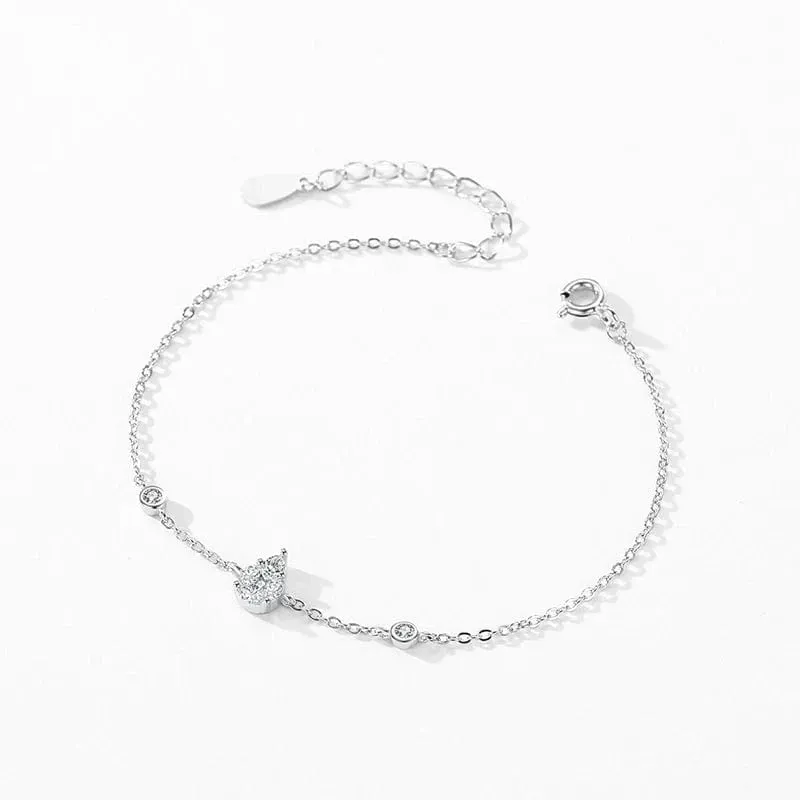 Water Drop CZ Platinum Bracelet in 925 Silver