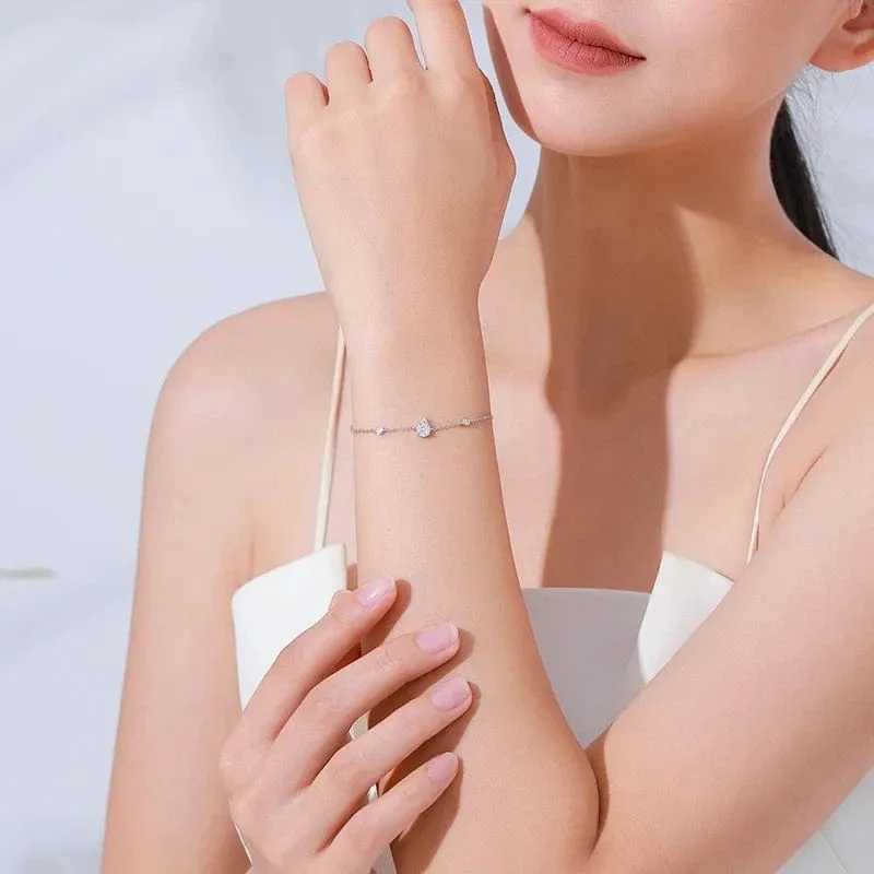 Water Drop CZ Platinum Bracelet in 925 Silver