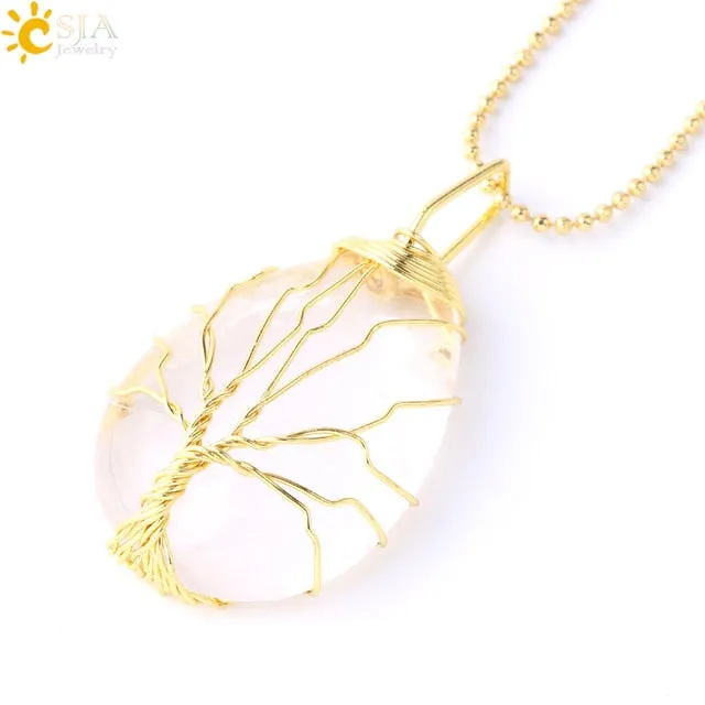 Water Drop Necklace Pendant Natural Gem Stone