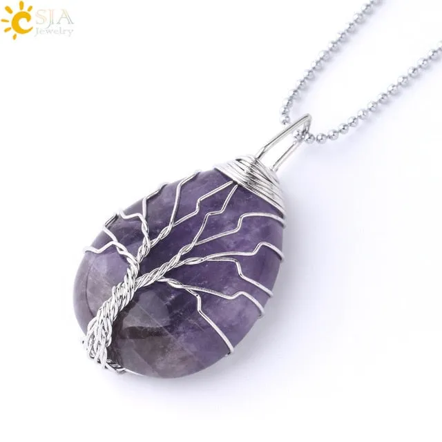 Water Drop Necklace Pendant Natural Gem Stone