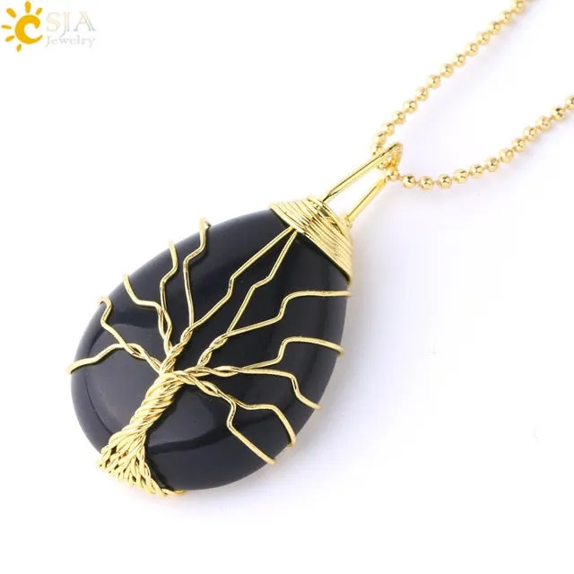 Water Drop Necklace Pendant Natural Gem Stone