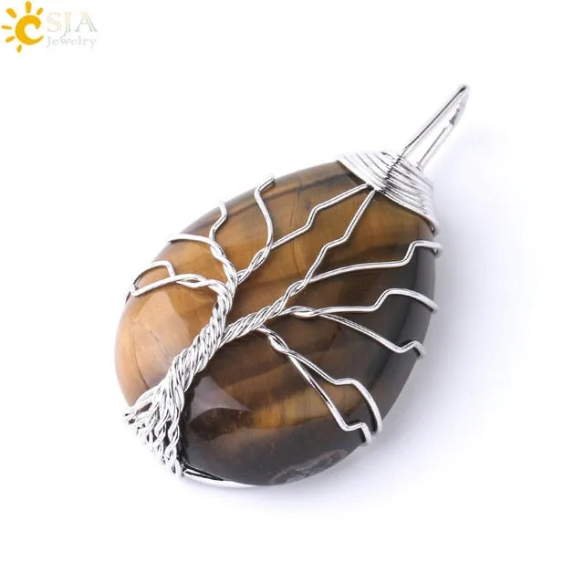 Water Drop Necklace Pendant Natural Gem Stone