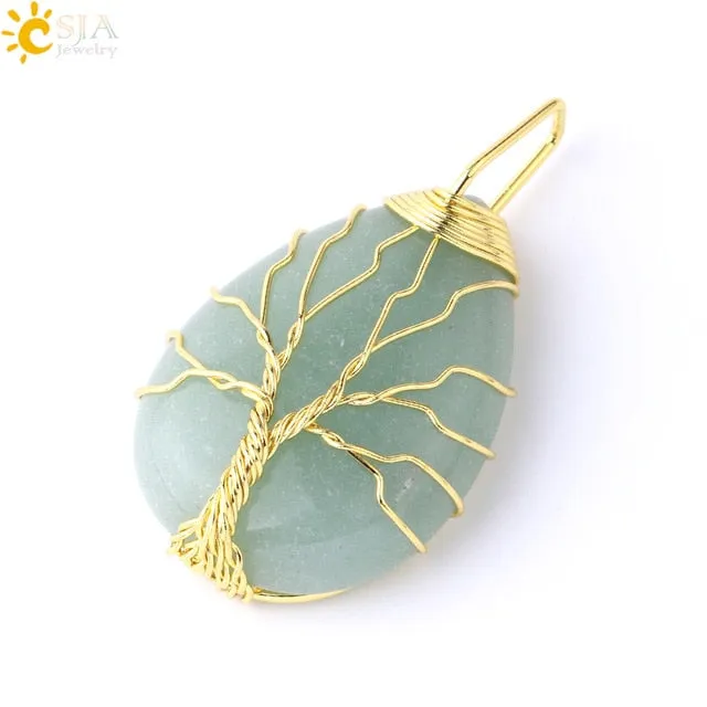 Water Drop Necklace Pendant Natural Gem Stone