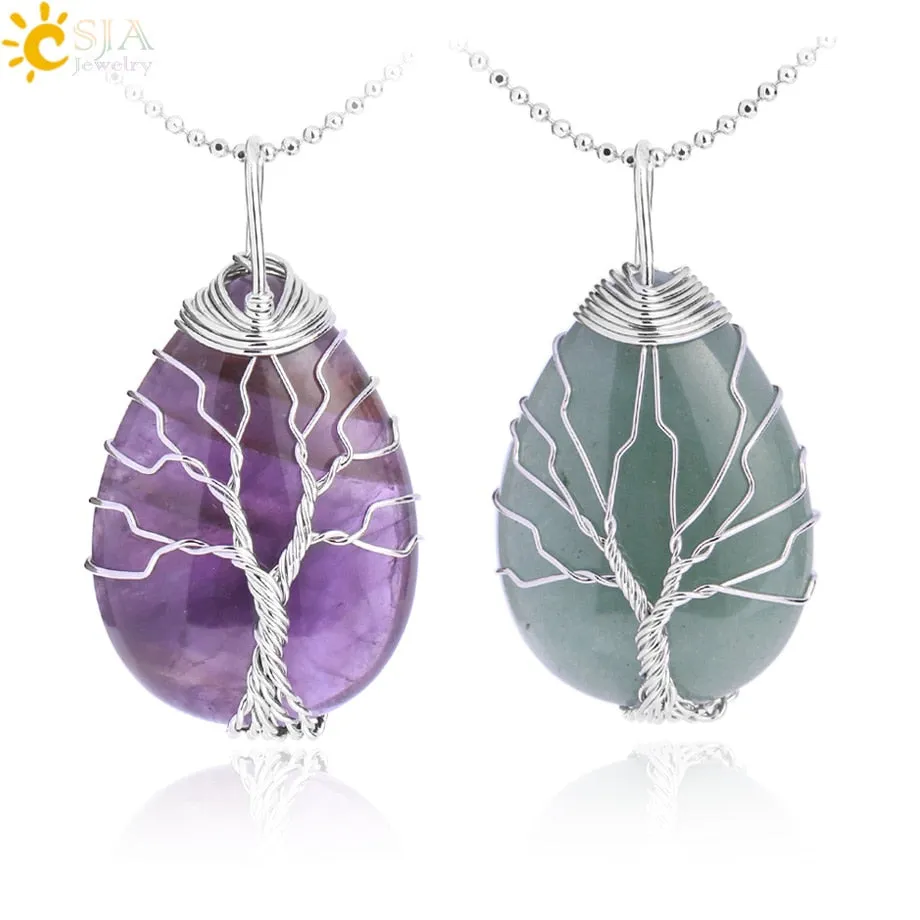 Water Drop Necklace Pendant Natural Gem Stone