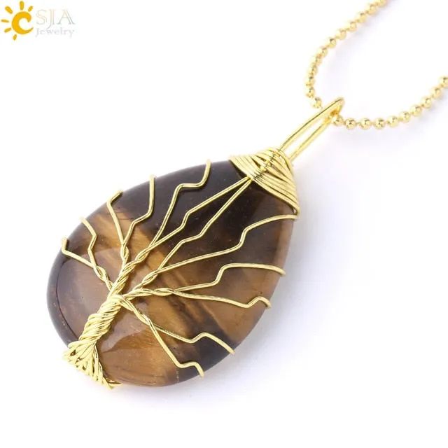 Water Drop Necklace Pendant Natural Gem Stone