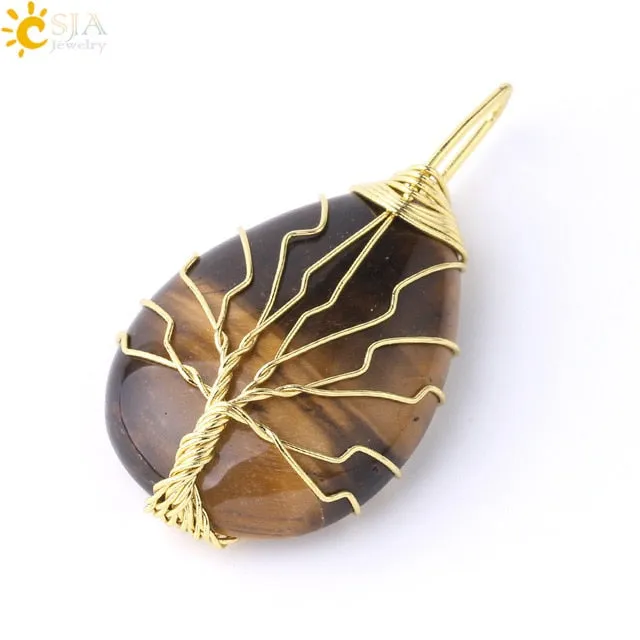 Water Drop Necklace Pendant Natural Gem Stone