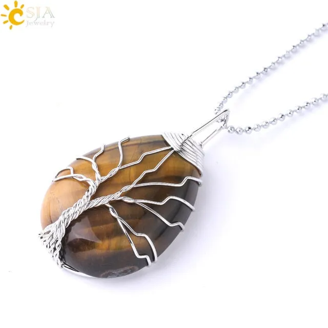 Water Drop Necklace Pendant Natural Gem Stone