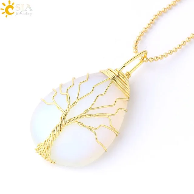 Water Drop Necklace Pendant Natural Gem Stone