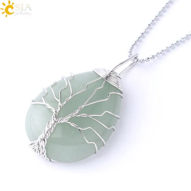 Water Drop Necklace Pendant Natural Gem Stone