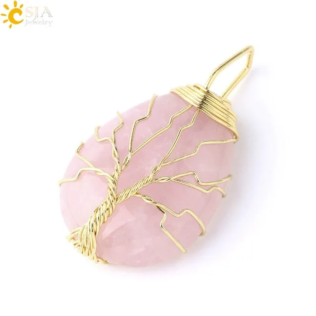 Water Drop Necklace Pendant Natural Gem Stone