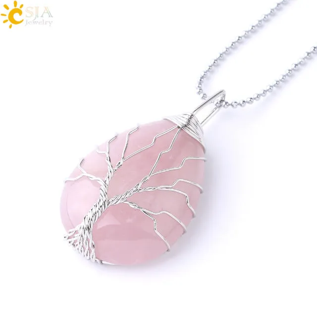 Water Drop Necklace Pendant Natural Gem Stone