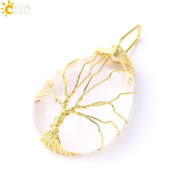 Water Drop Necklace Pendant Natural Gem Stone