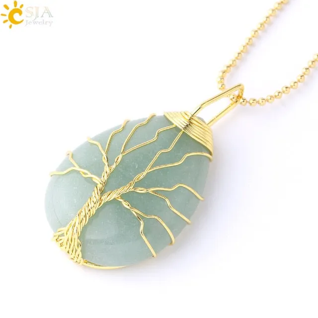 Water Drop Necklace Pendant Natural Gem Stone