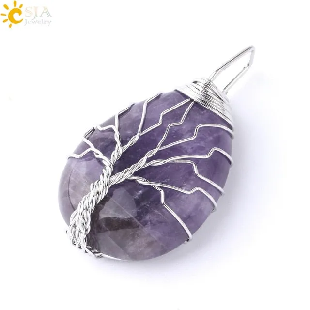 Water Drop Necklace Pendant Natural Gem Stone
