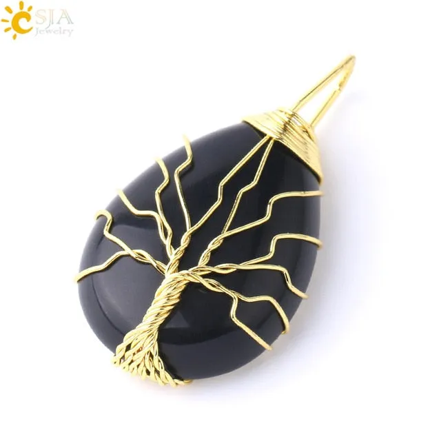 Water Drop Necklace Pendant Natural Gem Stone