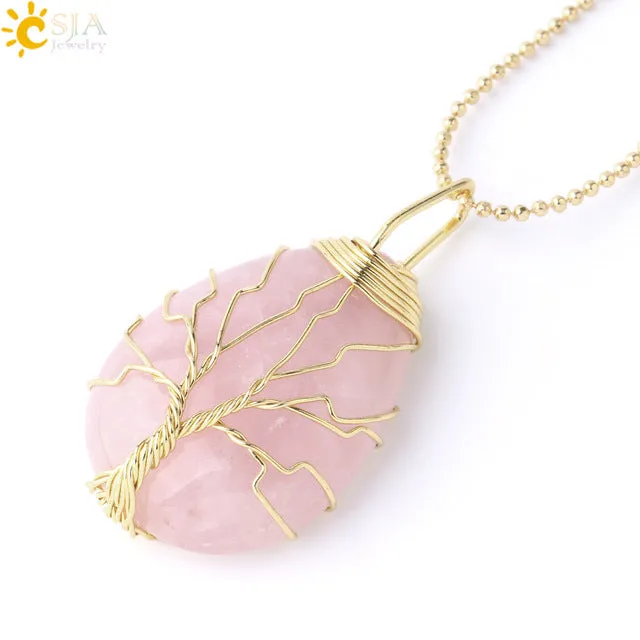 Water Drop Necklace Pendant Natural Gem Stone