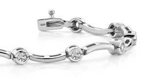 Wavy H Link Diamond Bracelet with 0.96 ct.(finished) 2.8mm