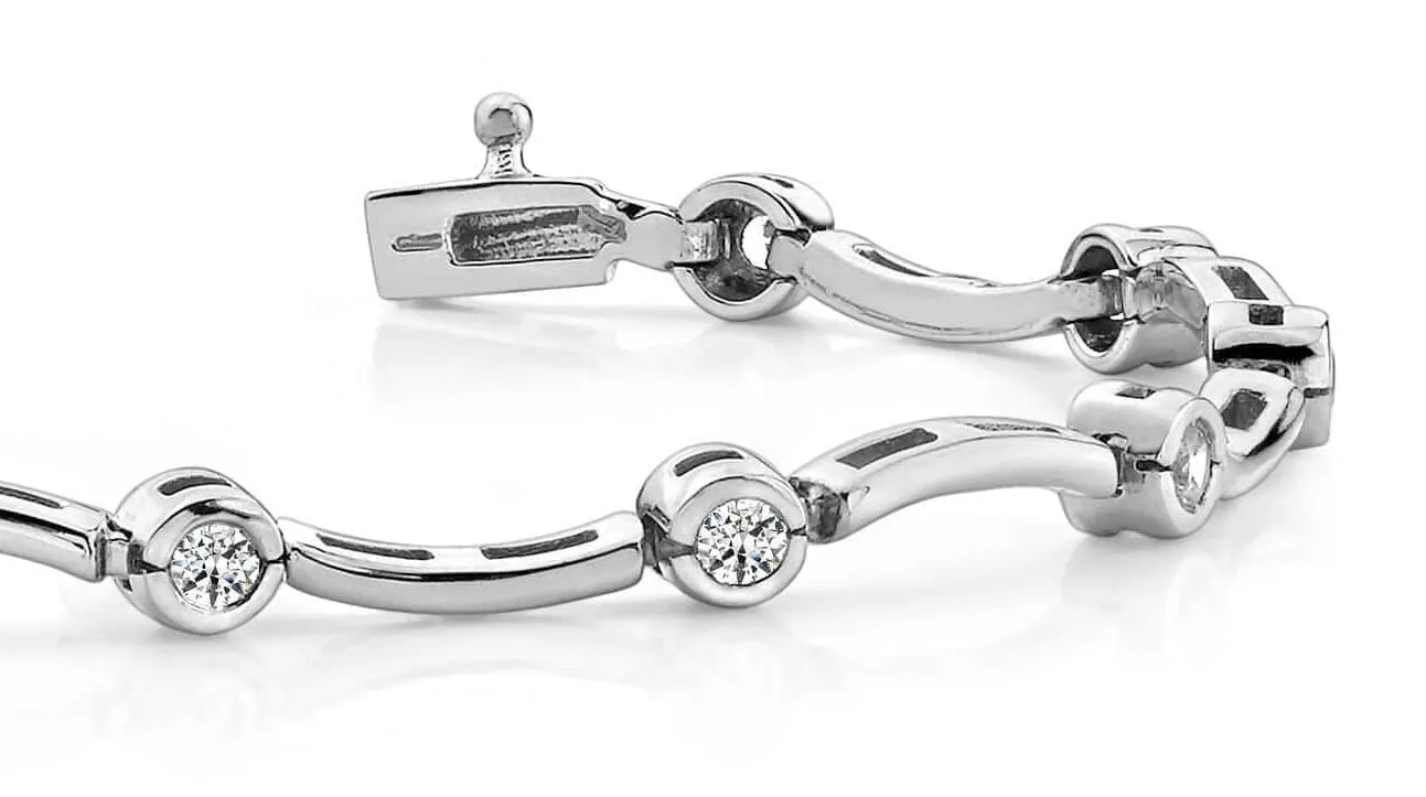 Wavy H Link Diamond Bracelet with 0.96 ct.(finished) 2.8mm