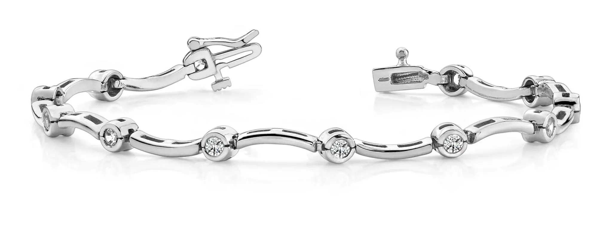 Wavy H Link Diamond Bracelet with 0.96 ct.(finished) 2.8mm