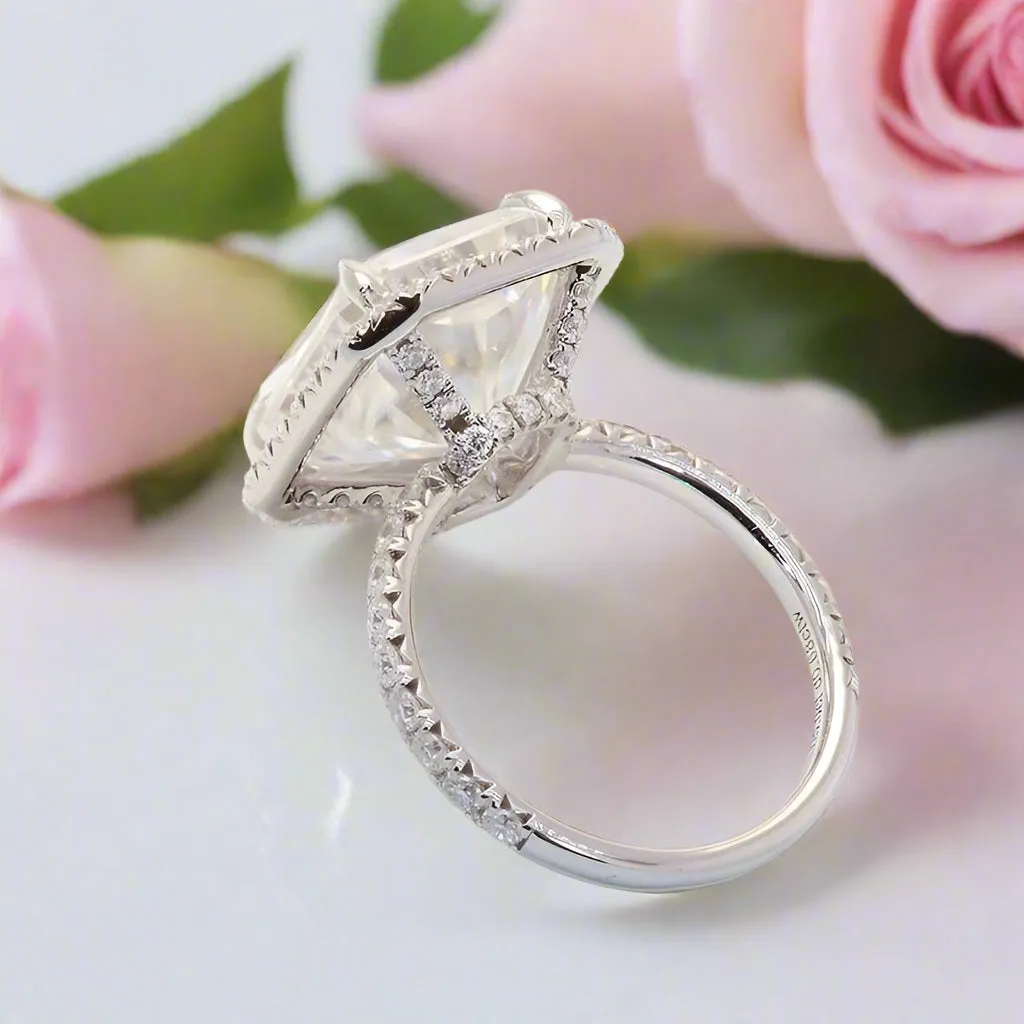 White Gold 6ct Radiant Cut Solitaire Halo Engagement Ring