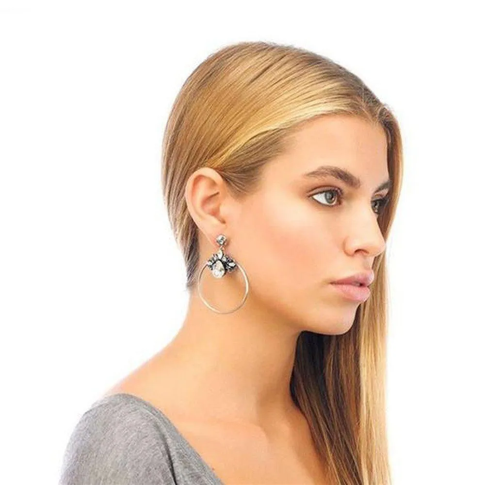 Whoopi Crystal Cluster Hoop Earrings