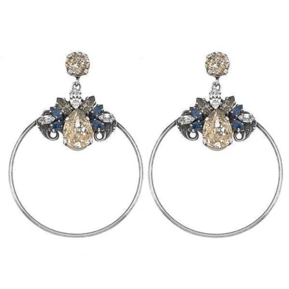 Whoopi Crystal Cluster Hoop Earrings