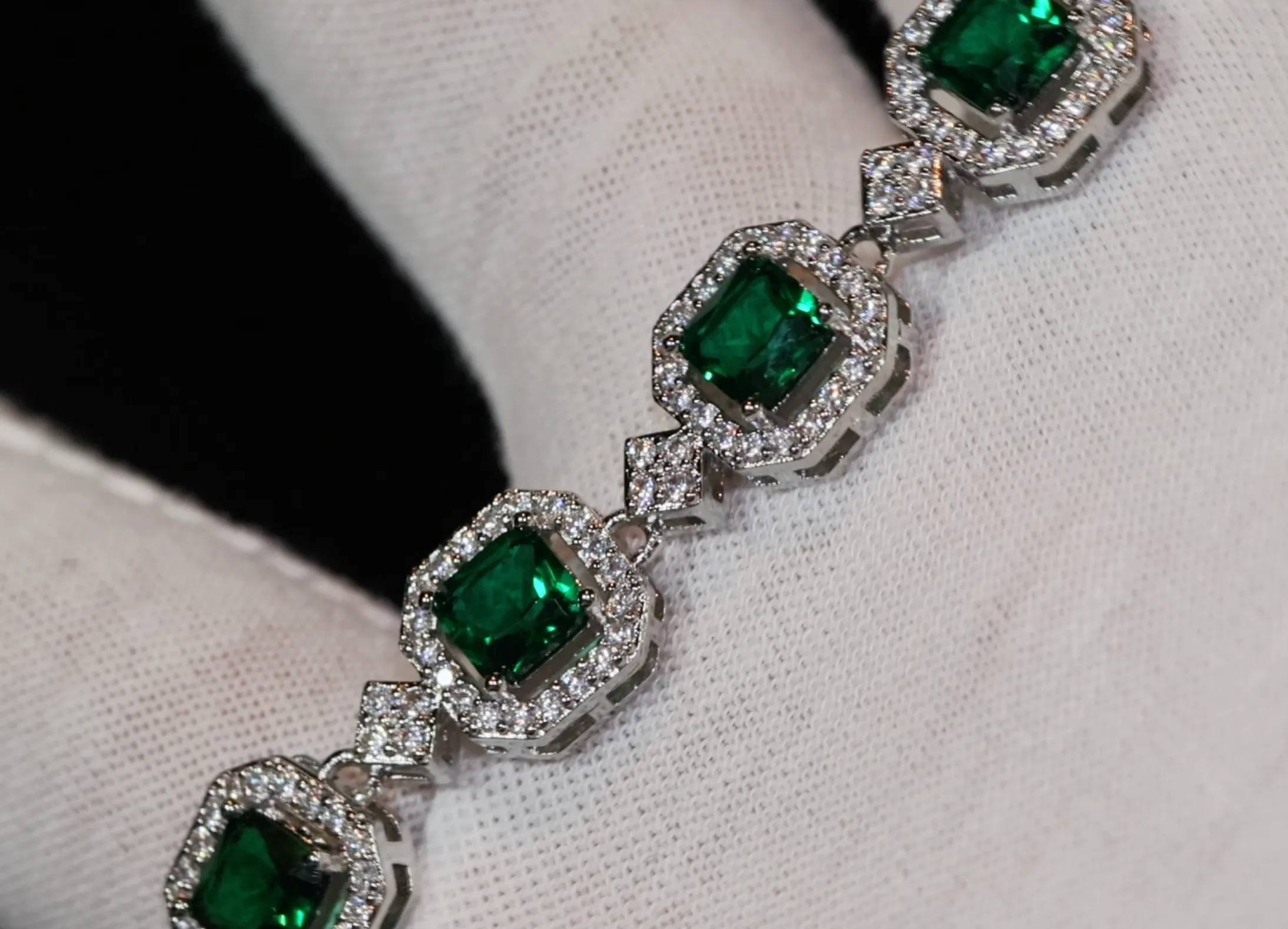 Womens Green Gemstone Bracelet | Green Diamond Bracelet