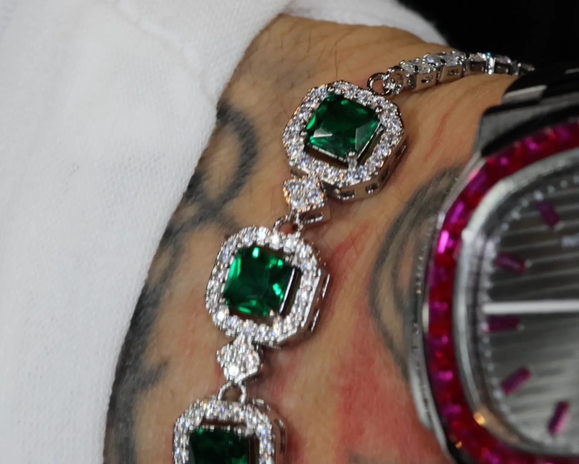Womens Green Gemstone Bracelet | Green Diamond Bracelet