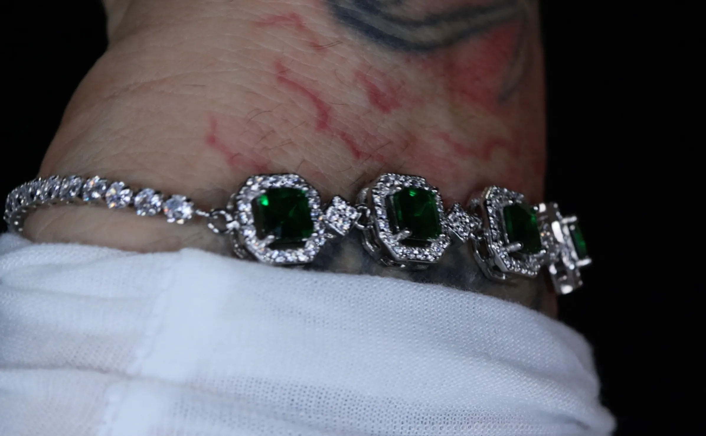 Womens Green Gemstone Bracelet | Green Diamond Bracelet