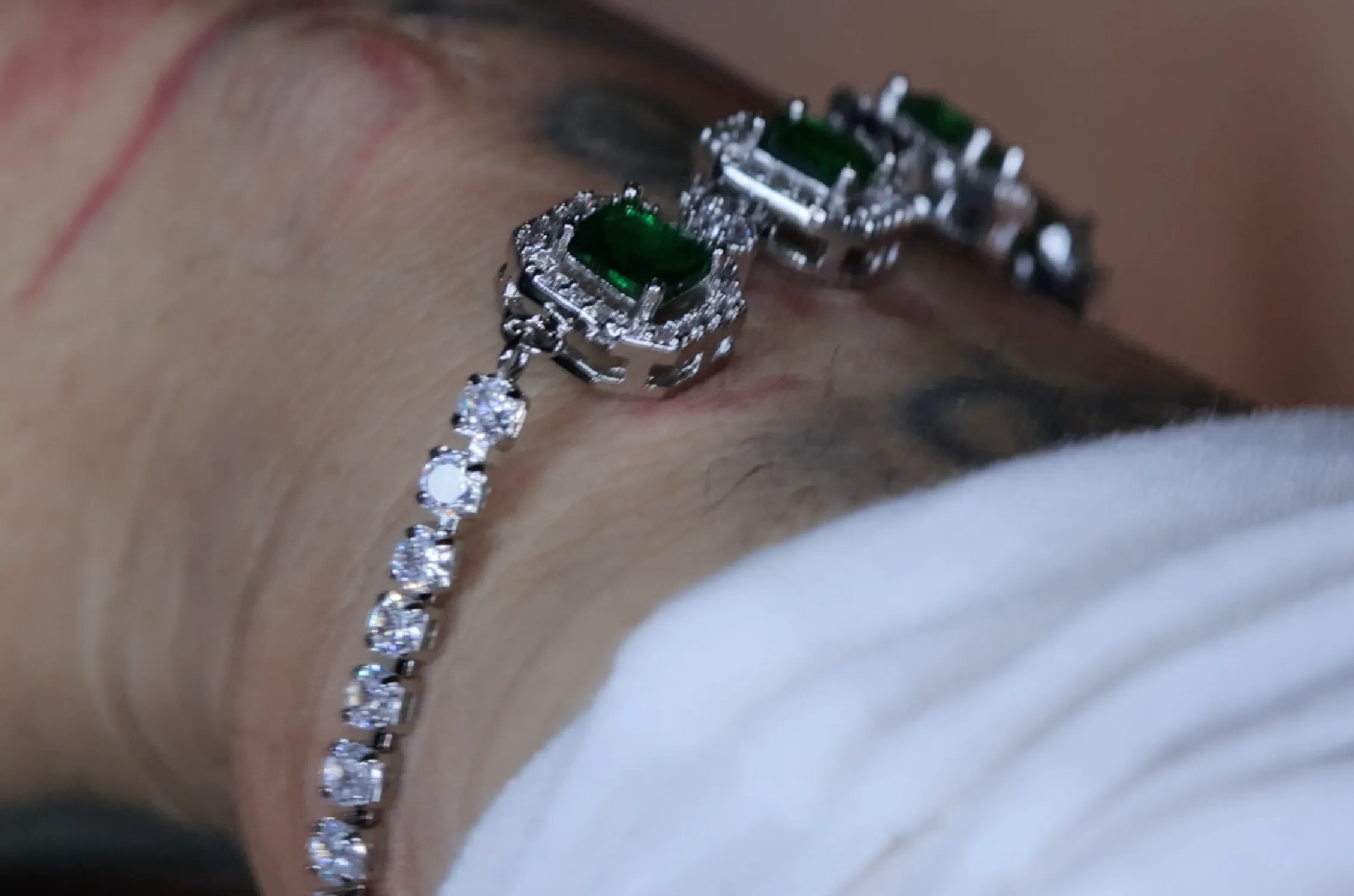 Womens Green Gemstone Bracelet | Green Diamond Bracelet