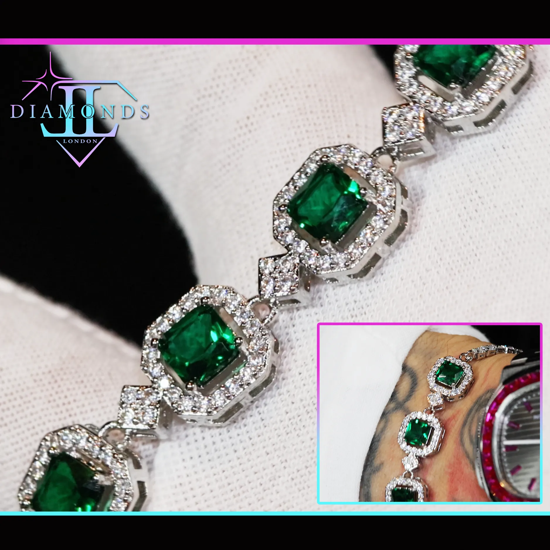 Womens Green Gemstone Bracelet | Green Diamond Bracelet