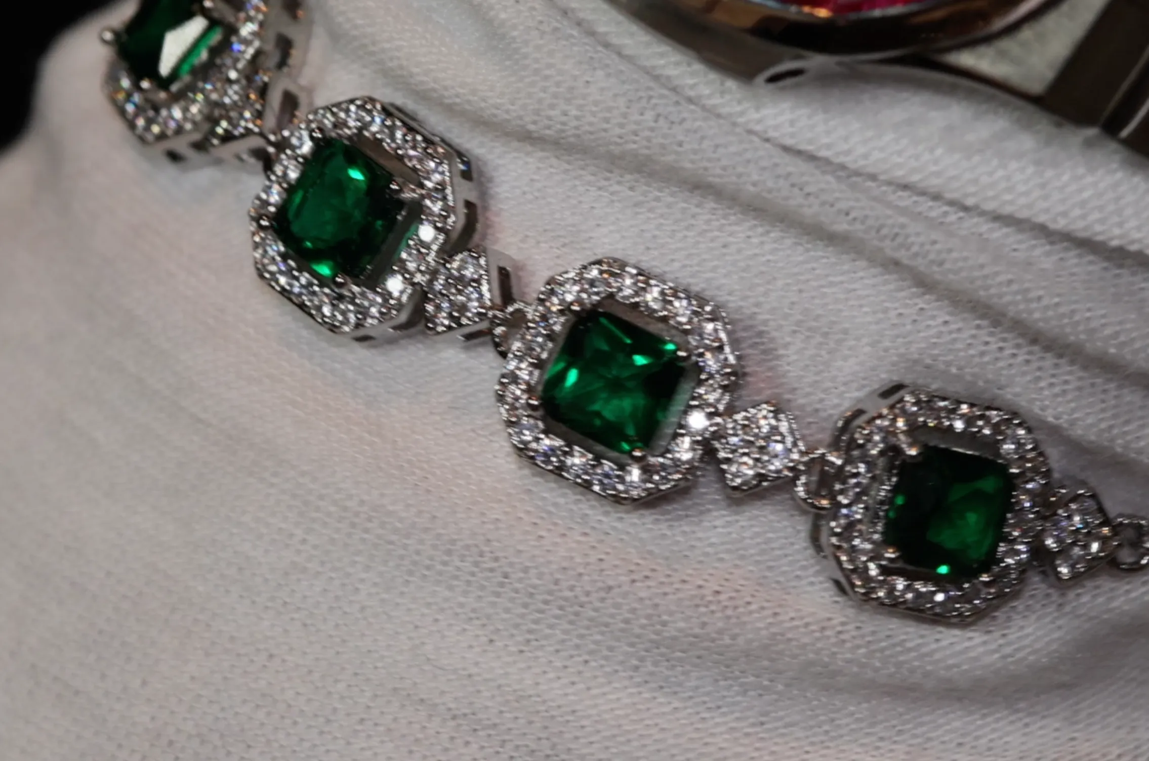 Womens Green Gemstone Bracelet | Green Diamond Bracelet