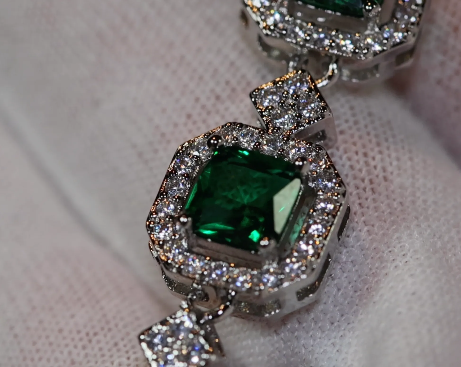 Womens Green Gemstone Bracelet | Green Diamond Bracelet