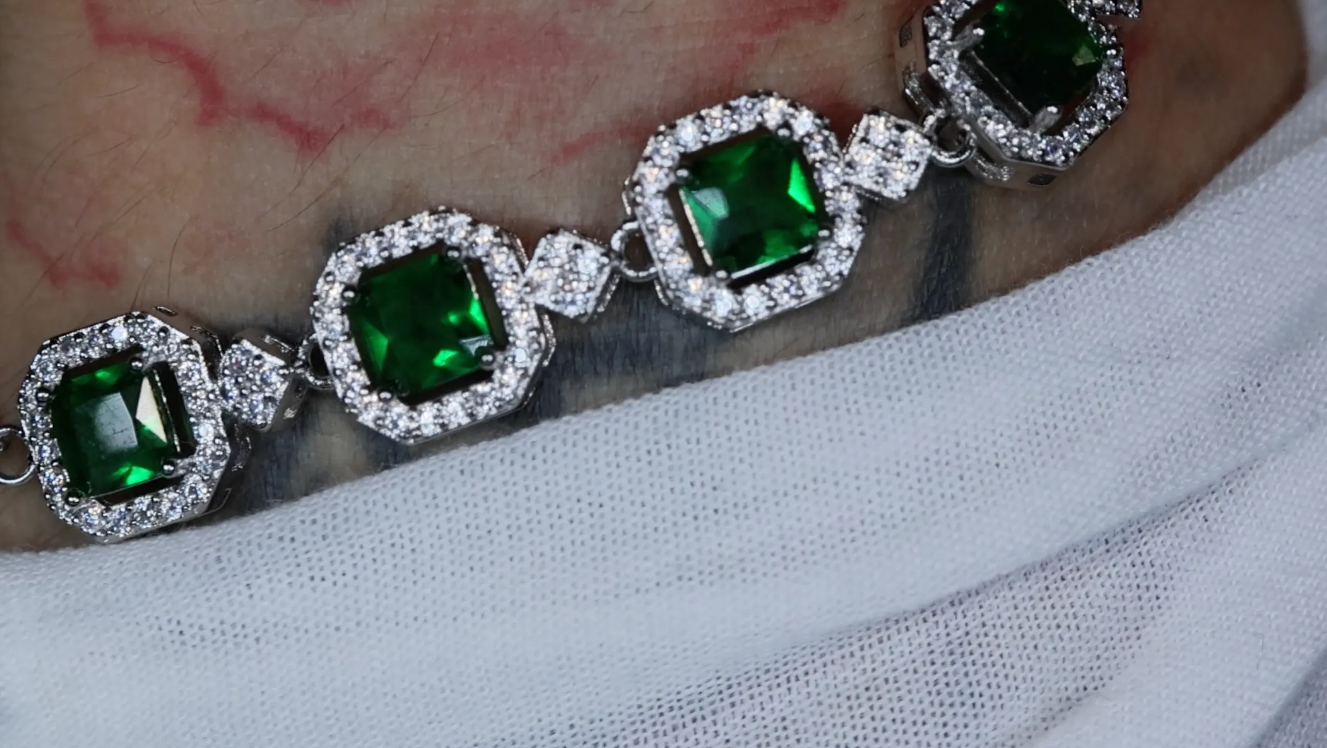 Womens Green Gemstone Bracelet | Green Diamond Bracelet