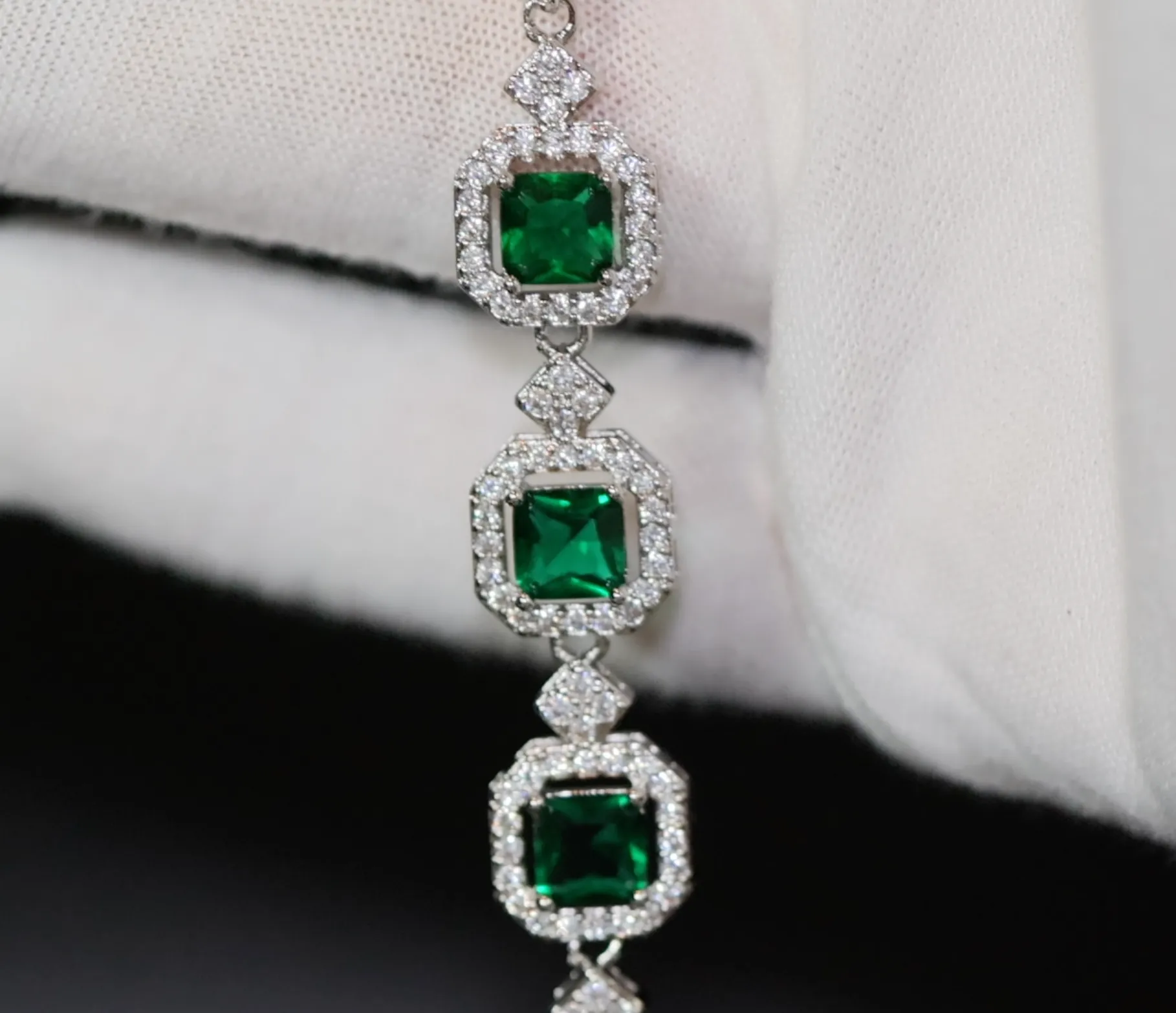 Womens Green Gemstone Bracelet | Green Diamond Bracelet