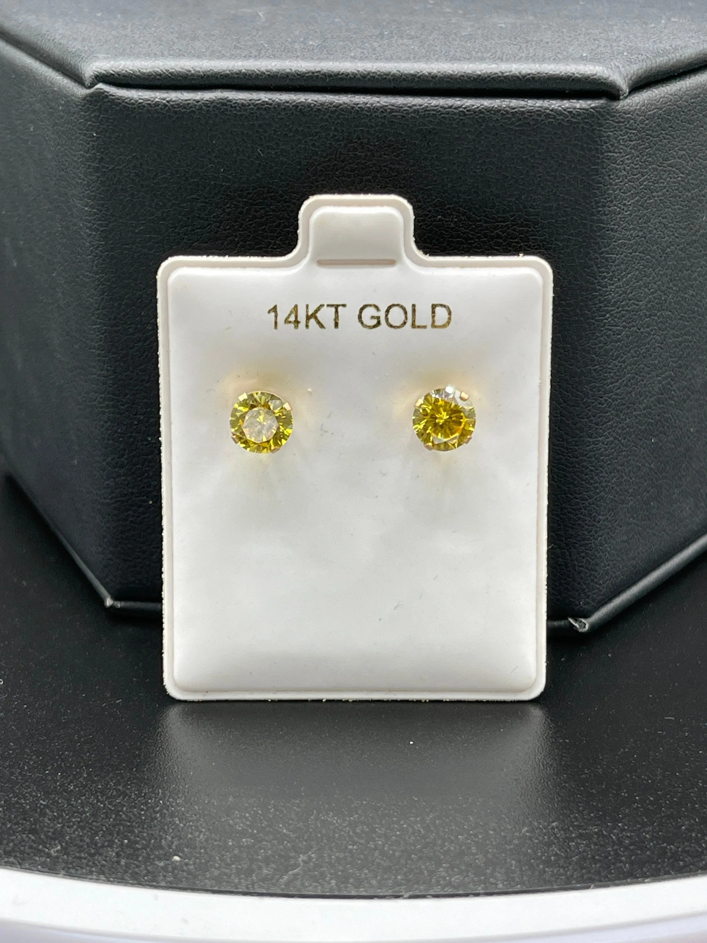 Yellow CZ 14K Yellow Gold Stud Earrings