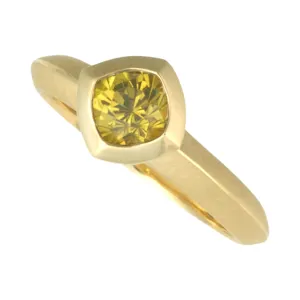 yellow mali garnet bezel set round solitaire
