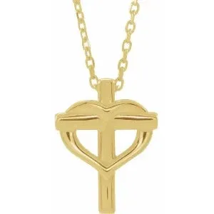Youth Cross with Heart 15" Necklace or Pendant R45399