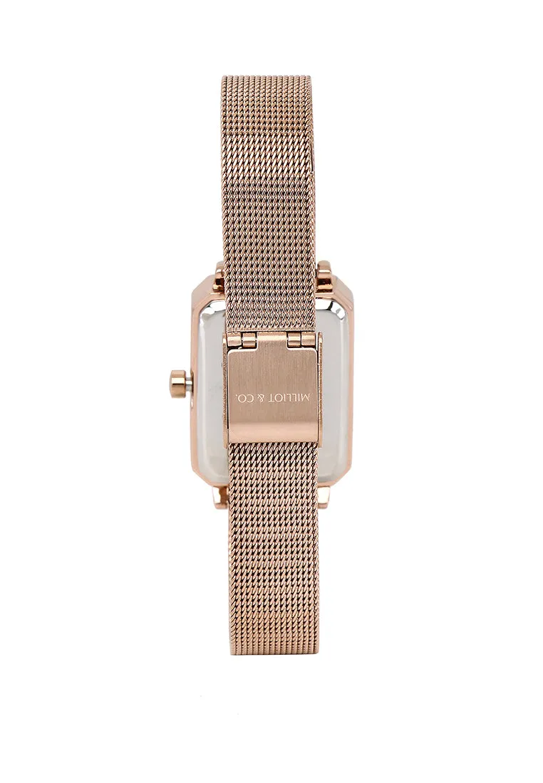 Zara Rose Gold Mesh Analogue Watch (Salmon)