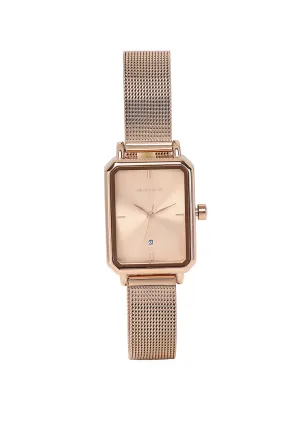 Zara Rose Gold Mesh Analogue Watch (Salmon)